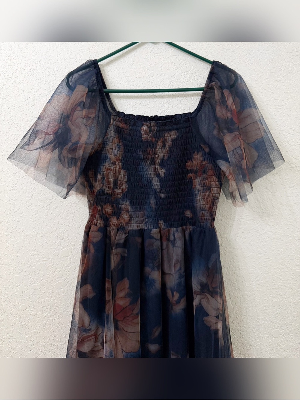 Baltic Born Navy Floral Maxi Dress with Sheer Puff Sleeves - Picture 3 of 12